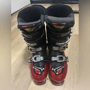 Nordica Red and Black Ski Boots with Buckles